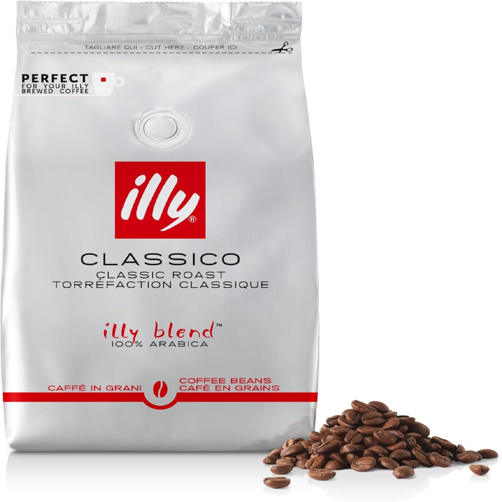 illy Classico Coffee Beans 500g Medium Roast Arabica Blend Smooth Caramel Notes