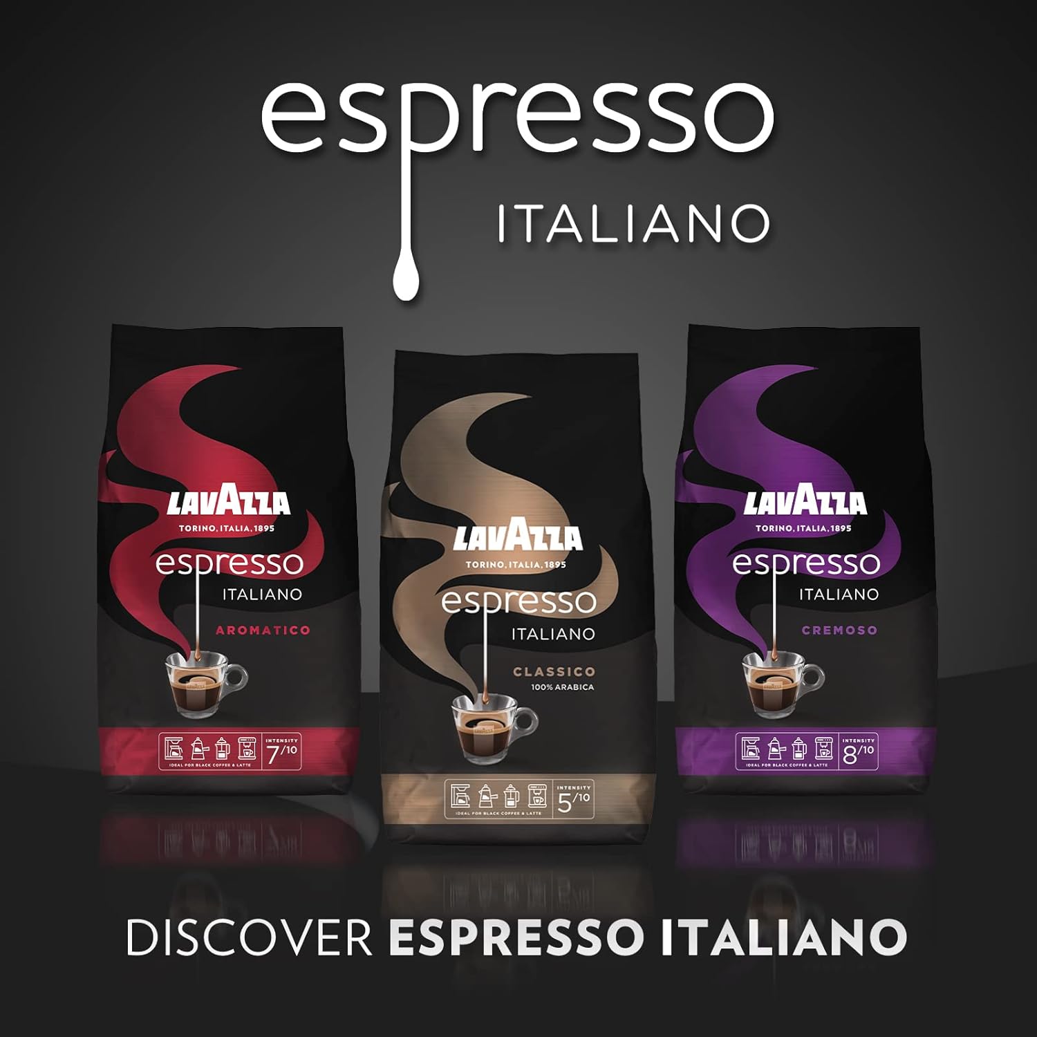 Lavazza Espresso Cremoso, 100% Arabica Medium Roast 1kg Pack